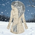 thumbnail image 3 of TKLPEHG Long Winter Coats for Women Fleece Lined Puffer Jacket Long Sleeve Hooded Waterproof Thicken Parka Outwear with Zip Pockets (Beige,S), 3 of 9