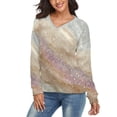 thumbnail image 3 of Abstract Marble with Sparkles V-neck Sweater Winter Clothes Long Sleeve Knitwear Sweater Women's Pullover, 3 of 5