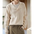 thumbnail image 4 of Suéteres de Punto Grueso con Cuello en V para Mujer, Estilo Casual, Cálidos y con Cuello. Albaricoque L, 4 of 9