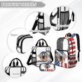 thumbnail image 3 of Xoenoiee Eagle American Flag Print Clear Backpack for Boys Kids Large Capacity Backpack with Lunch Box and Pencil Case 3PCS Set Bookbag with Front Pocket See Through PVC School Bag with Side Pocket, 3 of 5