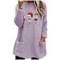 thumbnail image 2 of Long Fleece Sweatshirt for Women Merry Christmas Graphic Pullover Tops Fuzzy Sherpa Long Sleeve Outwear with Pockets, 2 of 4