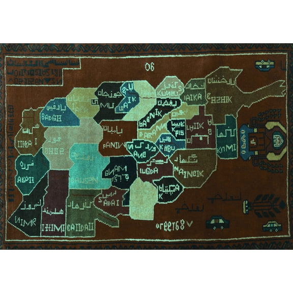 Ahgly Company Machine Washable Indoor Rectangle Persian Turquoise Blue Traditional Area Rugs, 8' x 10'