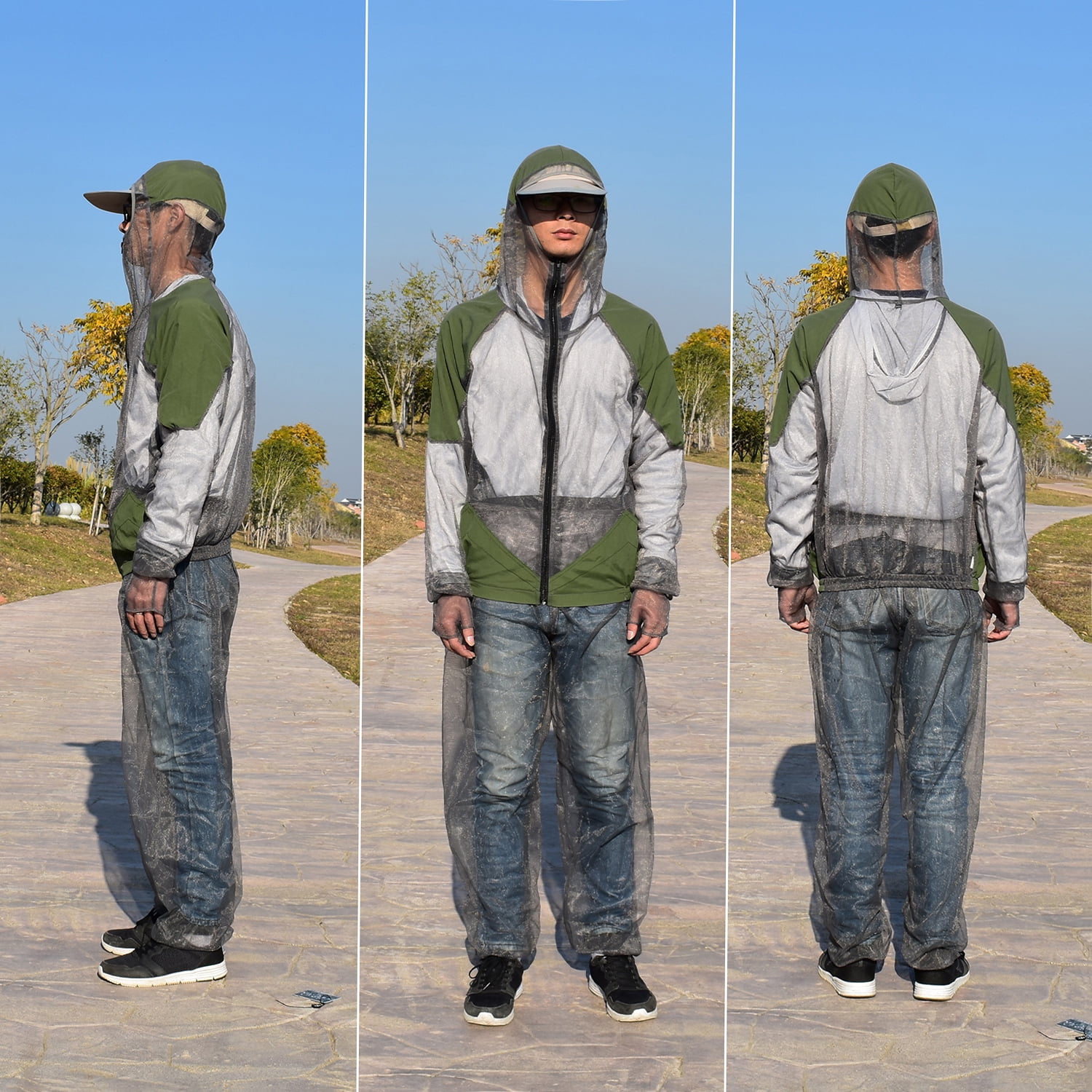 Outdoor  Repellent Suit Bug Jacket Mesh Hooded Suits Fishing Hunting Camping Jacket  Protective Mesh Fishing Clothes  Prevent Suit