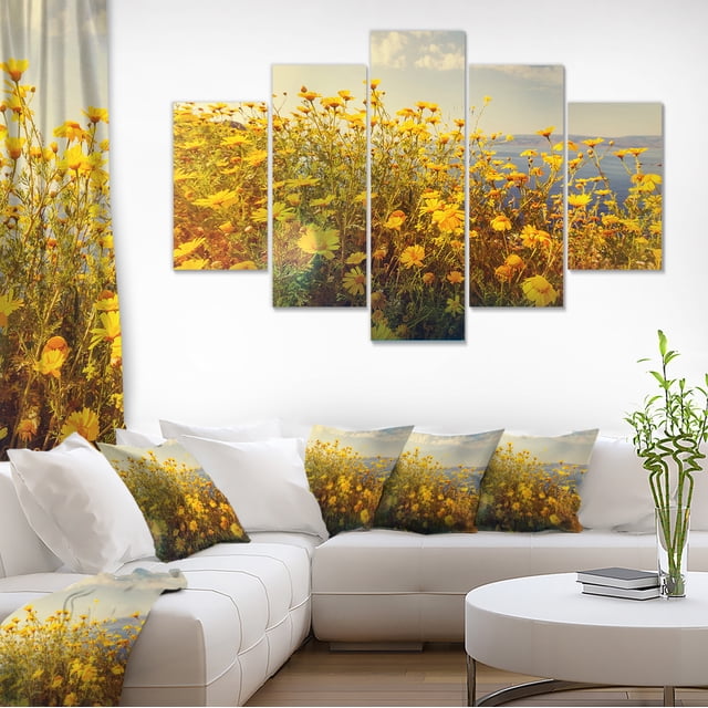 Wild Yellow Flowers Meadow - Floral Canvas Art Print