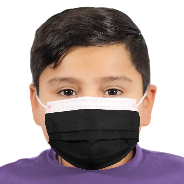 Cubrebocas Lutema Infantil 3 Capas Unisex Para Niños de 4 a 12 Años 50 Piezas Color Negro Obsidiana Lutema 3 capas negro obsidiana