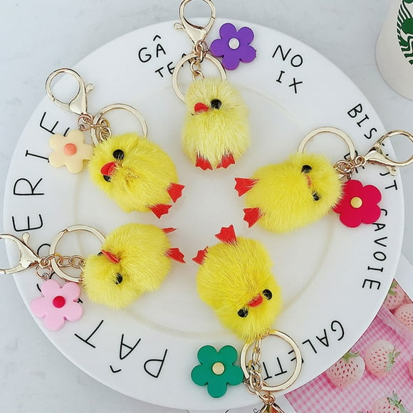 Lints Metal Animal Shape Keychain Portable Cute Hanging Electroplate Women Children Pencil Case Pendant Key Holder Gift Green Flower