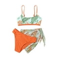 thumbnail image 2 of LYHao Toddler Baby Girl's 3 Piece Swimsuits Prints Bikini Bathing Suit Briefs Girls Bikini Beach Swimwear Set,3 Piece Bikini Bathing Suit 5-6 Years Orange, 2 of 7
