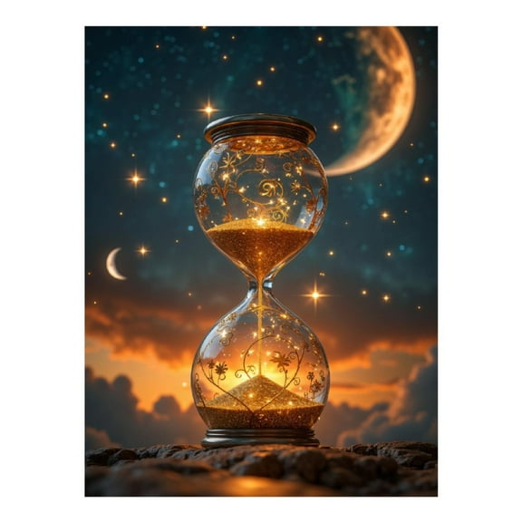 Diamond Art Kits for Adults - 5d Glowing Hourglass Under Night Sky Diamond Painting for Adults, Diamond Art for Adults Beginners, Diamond Painting Kits for Adults for Home Wall Decor