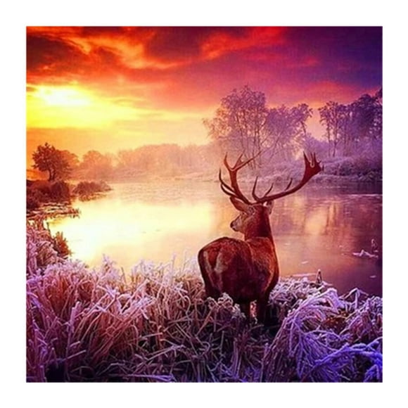 Crystal Painting Animal Craft Decorative Rhinestone Drawing Wall Decoration Art Natural Decoration Round Bead Party Holiday Picture 30x30cm