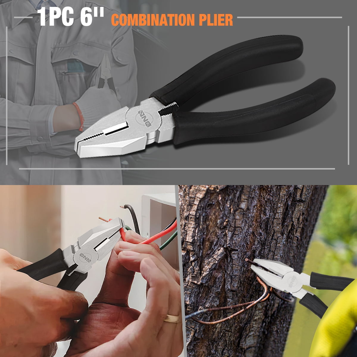 17 Pcs Protable Home Repair Tool Kit 12 Oz Claw Hammer & Adjustable Wrench & Plier & Screwdriver Bit Yellow