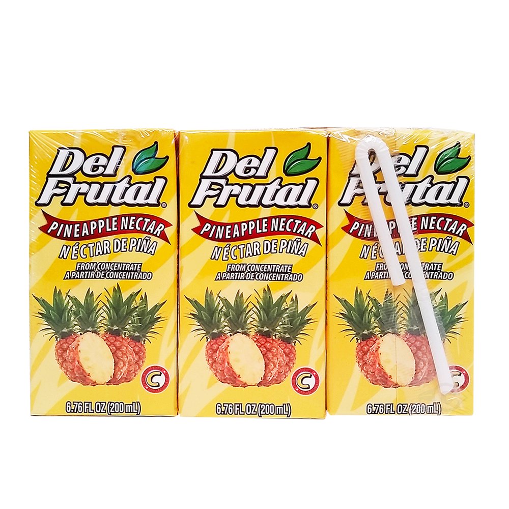 Del Frutal Pineapple Nectar 6.76 oz 3Pack Sabor Pina (Pack of 8