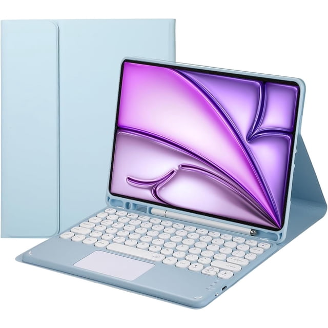 Touch Keyboard Case foriPad Air 13-inch (M3)2025, (M2)2024 with Pencil Holder - Magnetically Detachable Touch Bluetooth Keyboard