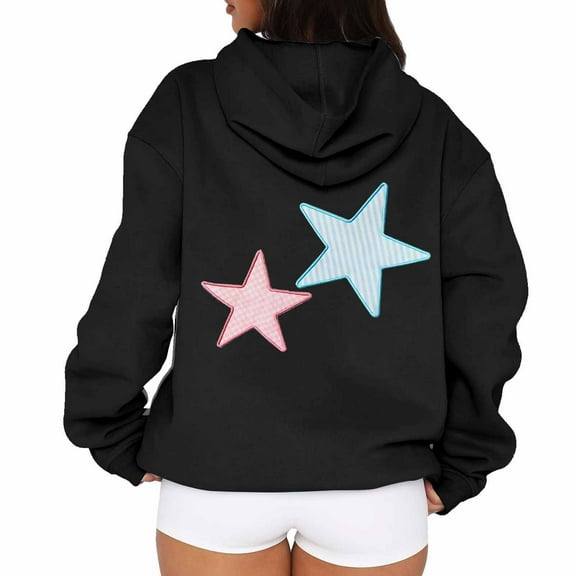Landzoo One Stylish Women's Hoodies And Sweatshirts Letter Print Drawstring Casual Hooded Sweatshirt With Pocket For Everyday Wear Cozy Breathable Women's Hoodie L