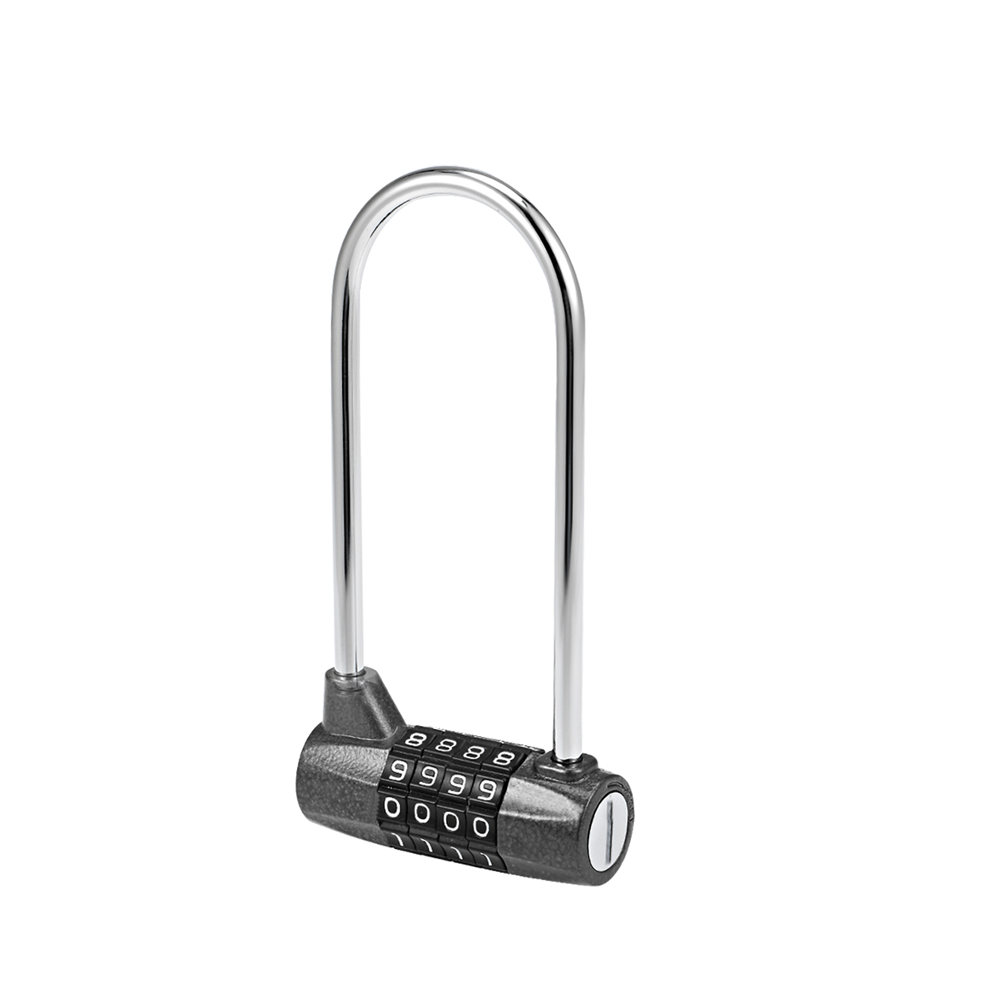 4Digit Combination Padlock, 1/5inch Shackle Dia Resettable Gate Lock Black