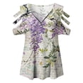 thumbnail image 4 of Pntutb Blusa de manga corta con cuello en V y cremallera con hombros descubiertos para mujer Pntutb Pntutb-7472, 4 of 4