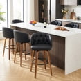 thumbnail image 6 of Fahomiss 26" Swivel Counter Height Bar Stools Set of 6, Black Leather Farmhouse Kitchen Stools, 6 of 10