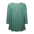 thumbnail image 3 of Cavosen Womens Workout Tops 3/4 Sleeve with Button Pullover Tunic Tees Round Neck Gradient Tops Dressy Flowy Loose Fit Shirts Ruched Pleated Peplum Blouse Stylish Green L, 3 of 4