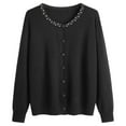 thumbnail image 2 of JIAYUE Cardigan Sweaters for Women Stylish Knit Round Neck Button Beaded Detail Versatile Design For Ladies Casual Everyday Wear, 2 of 6