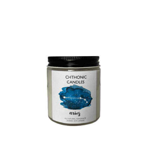 Chthonic Co. All Natural White Zodiac Aries Candle 4oz