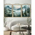 thumbnail image 5 of SHENIFY Landscape Mountain Range Wall Art 16x24in3pcs Natural Framed Set Watercolor Foggy Pine Tree Forest Nature Scenry Mist Wilderness Farmhouse Rustic Modern Decorative, 5 of 5