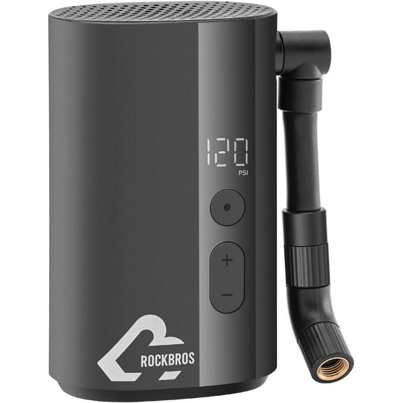 ROCKBROS Mini Bike Pump Electric 150PSI, 32s Fast Inflate Bike Tire Pump with Digigt Guage, Auto-Shutoff Air Pump with Presta and Schrader Valve