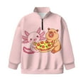thumbnail image 4 of Uourmeti Pizza Capybara Axolotl Print Kids Half Zipper Sweatshirts Fall Winter Pullover Long Sleeve Lightweight Comfy Casual Loose Top for School Boys Girls Size 9-10, 4 of 7
