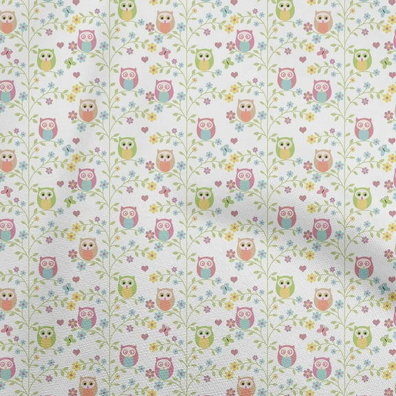 oneOone Polyester Spandex White Fabric Owl Sewing Craft Projects Fabric Prints By Yard 56 Inch Wide-aA
