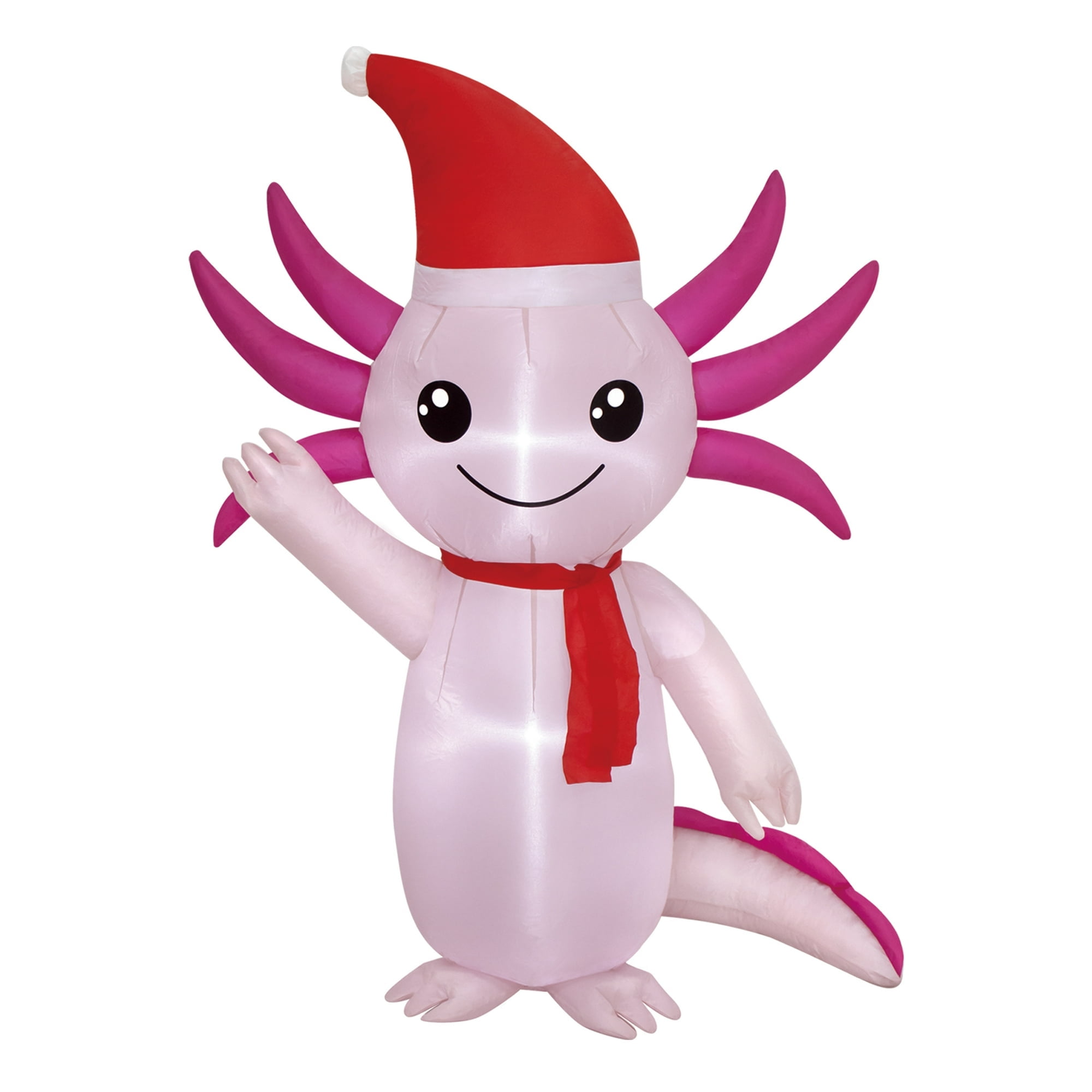 Pink and Red Festive Axolotl Christmas Airblown Yard Inflatable
