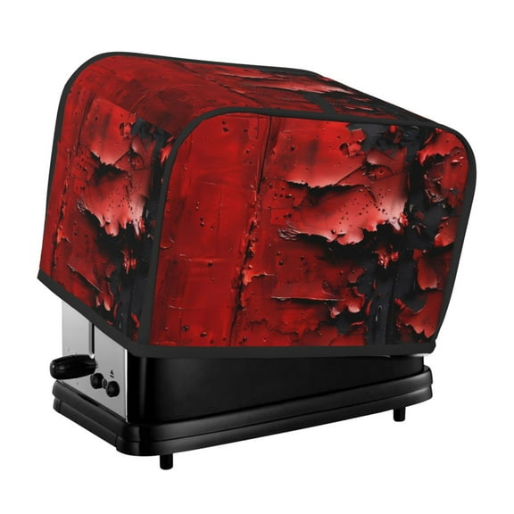 Xecao Abstract Red Textured Canvas Print 2 Slice Toaster Cover with Pockets, Small Appliance Cover, Dust and Fingerprint Protection, Machine Washable