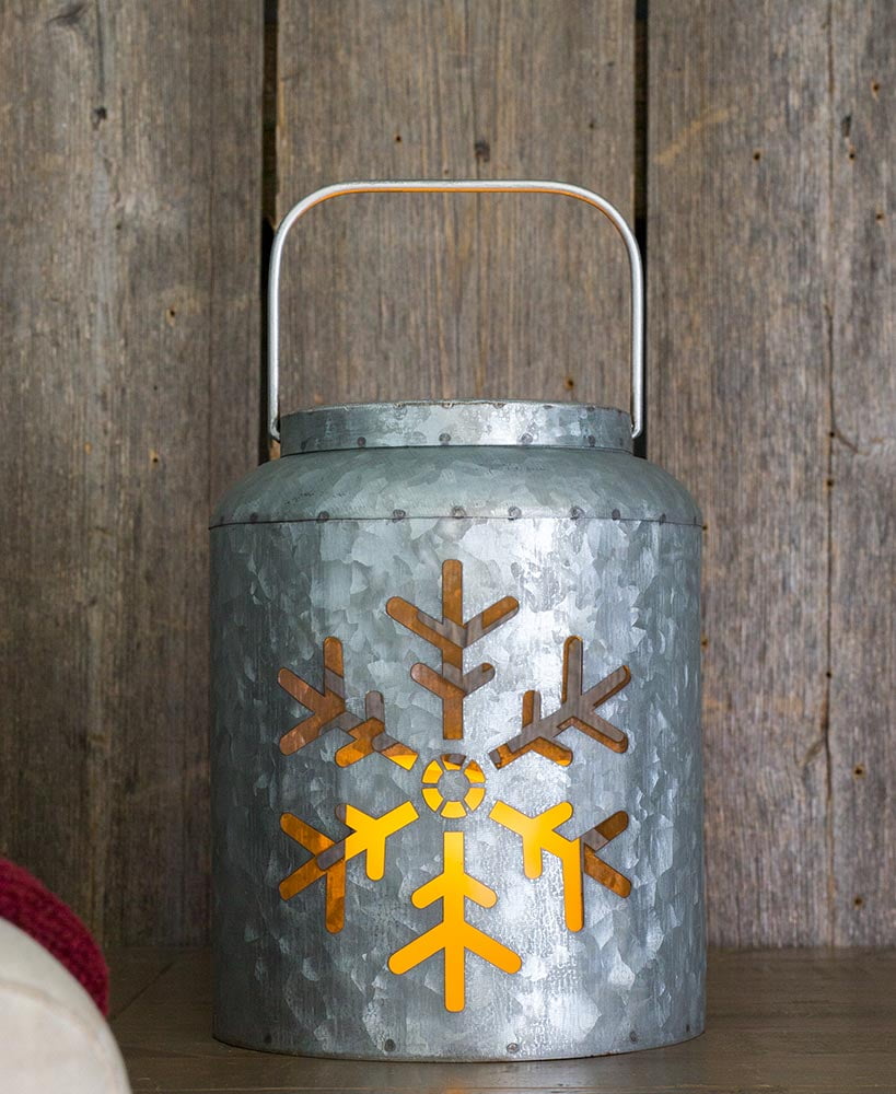 galvanized snowflake lantern