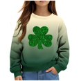 thumbnail image 2 of Posijego Unisex Toddler St Patrick's Day Sweatshirts Clover Print Long Sleeve Pullover Tops Spring Shirt for Kids, 2 of 5