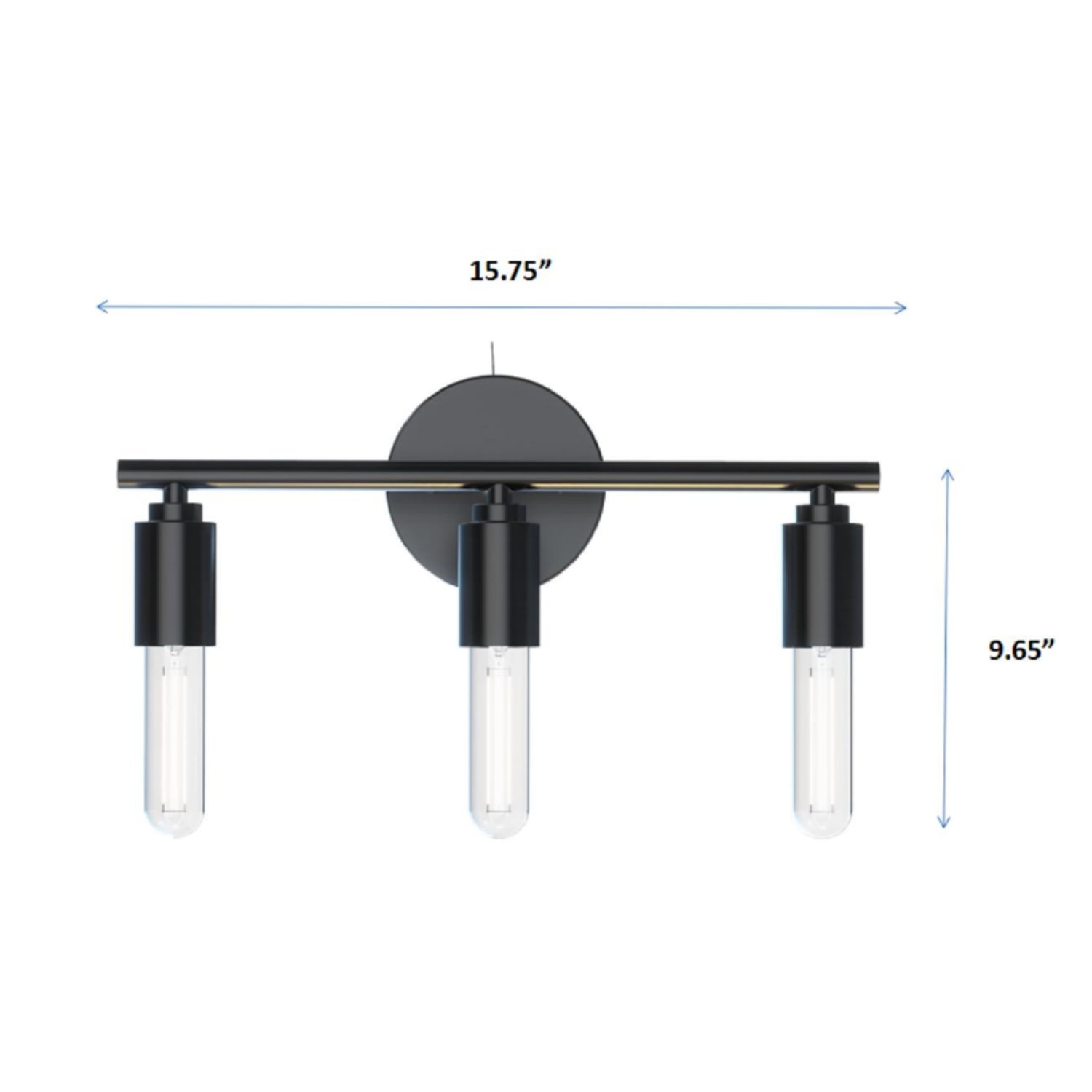 Better Homes & Gardens 16" Farmhouse 3-Light Black Vanity Light, Metal Fixture T9 Bulbs Not Included