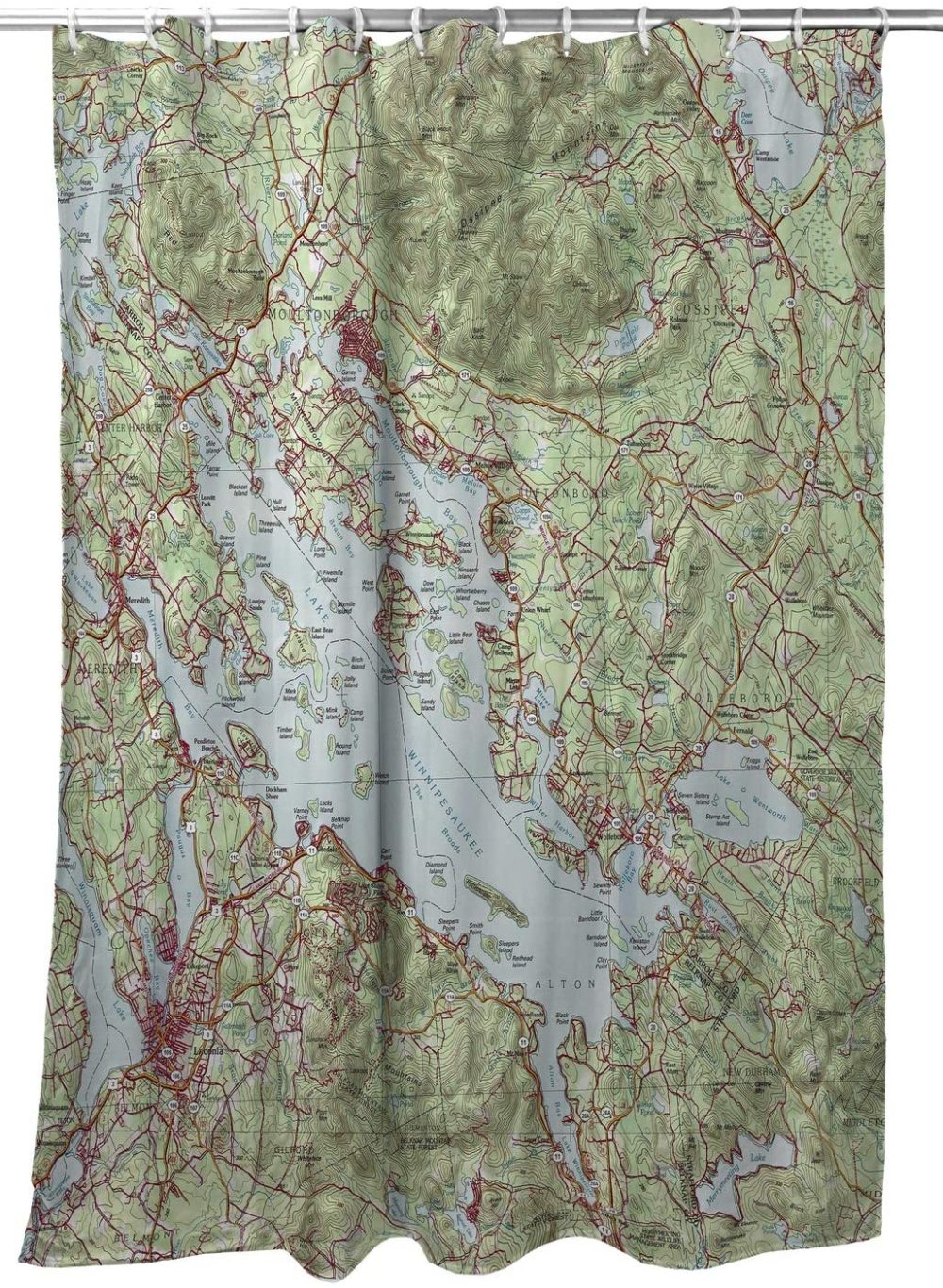 Betsy Drake Lake Winnipesaukee, NH Nautical Map Shower Curtain - Walmart.com