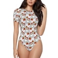 thumbnail image 1 of Balery Christmas Santa Claus Body de cuello redondo de manga corta para mujer Tops de manga corta Tops básicos-XX-Large, 1 of 7
