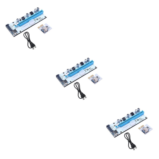 ZheElen PCI -E Riser Board PCI -E 1x to 16x Extender Adapter GPU Riser Card with 6 -pin 4 -pin SATA Interface 6 -pin PCI -E Riser Card blue 3Set