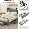 thumbnail image 6 of Leumius Queen Size Bed Frame with Storage Headboard & USB Charging Station,Upholstered Platform Bed with 3 Storage Drawers,No Box Spring Needed,Dark Gray, 6 of 8