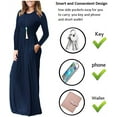 thumbnail image 4 of PPYOUNG Women Long Sleeve Loose Plain Maxi Pockets Dresses Casual Long Dresses Navy Blue L, 4 of 5