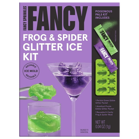 Fancy Sprinkles Poisonous Pals Glitter Ice Kit with Frog and Spider Ice Mold
