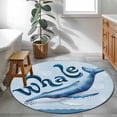 thumbnail image 3 of Round Rug 3.3Ft Washable Non-Slip, Navy Blue Whale Circle Area Rugs for Living Room Bedroom, Summer Coastal Bubbles Ocean Waves Indoor Floor Mats Carpet Runner for Home Decor Aesthetic, 3 of 8