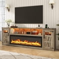 thumbnail image 4 of Blotout 95" Fireplace TV Stand for TVs up to 100" with 60" Electric Fireplace, Large Farmhous Media Entertainment Center w/LED Lights/Power Outlets & Barn Doors Storage Cabinet for Living Room,Gray, 4 of 9