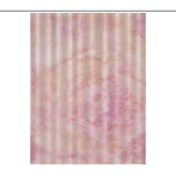 Pastel Pink Floral Textured Background Shower Curtain , Enchanted Forest Scenic Bathroom Decor Sets, Waterproof Fabric with Hooks