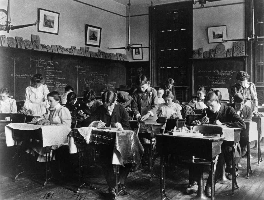 Ceramics Class, 1899. /Na Ceramics Class At Western High School In