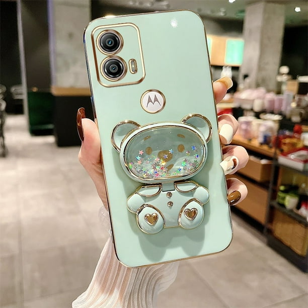Funda De Teléfono Motorola Moto G73 G53 G23 G13 Oso De Dibujos Animados Fluido Titular De La Estrella Electrochapado TPU Silicona Suave Caso De Protección Cámara