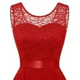 thumbnail image 3 of HKEJIAOI Liquidation Robes Décontractées pour Femmes Cadeau de la Saint-Valentin Mode Décontractée Confortable Col Rond Sans Manches Robe en Dentelle Rouge, 3 of 4