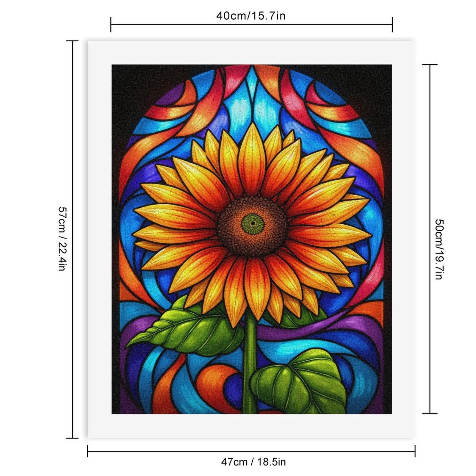 Paint By Numbers Kit for Adults Beginner - DIY Vibrant Sunflower Stained Glass Art Canvas Painting Kits for Adults, Frameless Paint By Number for Adults for Home Wall Decor 16x20 Inch