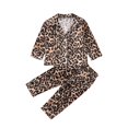 thumbnail image 1 of Garçons Filles Pyjama Ensemble Léopard Imprimé Manches Longues Tops Shorts/pantalons, 1 of 6