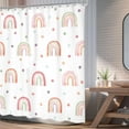 thumbnail image 2 of Boho Rainbow Shower Curtain, Pink Polka Dot Shower Curtain for Kids Girls, Cute Shower Curtain Bathroom Set, Modern Minimalist Curtain, Aesthetic Geometric Bathtub Accessories Decor 72Wx72L, 2 of 6