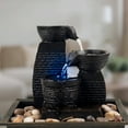 Indoor Water Fountain With LED Lights Lighted Jug Tiered Tabletop Fountain With 3 Pots and