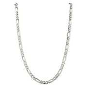 Primal Silver Sterling Silver 7mm Pave Flat Figaro Chain