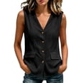 thumbnail image 2 of Harpily Womens Tank Tops Sleeveless V Neck Button Down Cotton Linen Casual Summer Blouses For Office Work Vacation Wear, 2 of 5
